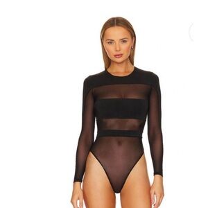 Seroya Black Sheer Bodysuit
